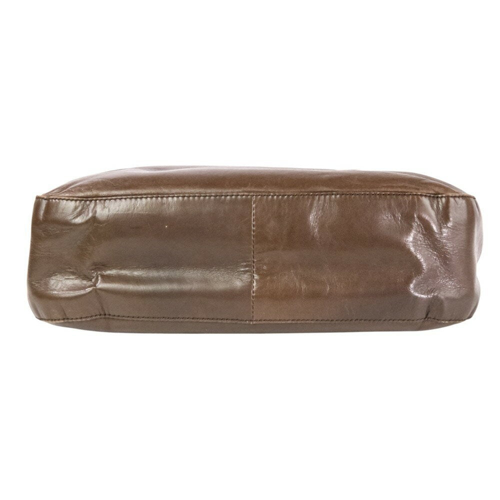 PRADA Shoulder Bag Purse Chain Leather Brown Authentic