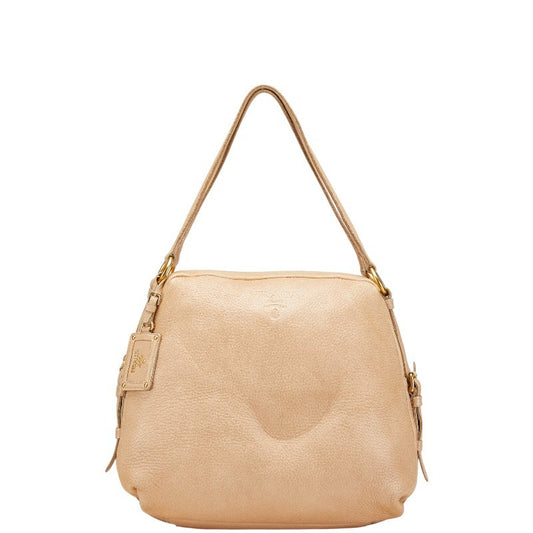 PRADA Hand Shoulder Bag Tote Purse Leather Beige Authentic