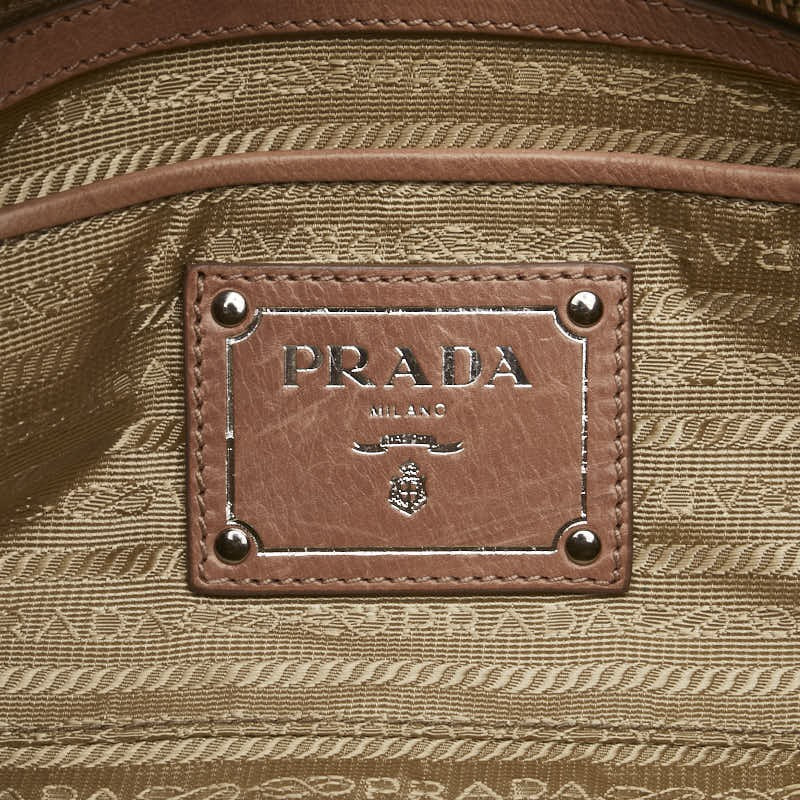 PRADA Hand Bag Tote Purse Leather Pink Beige Authentic