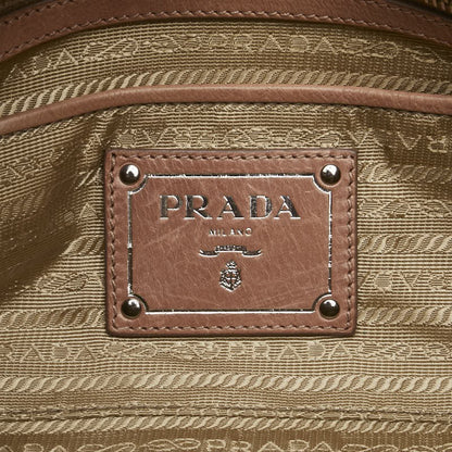 PRADA Hand Bag Tote Purse Leather Pink Beige Authentic