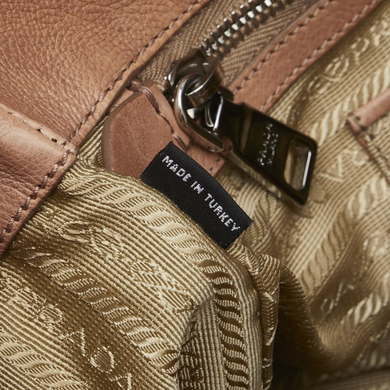 PRADA Hand Bag Tote Purse Leather Pink Beige Authentic