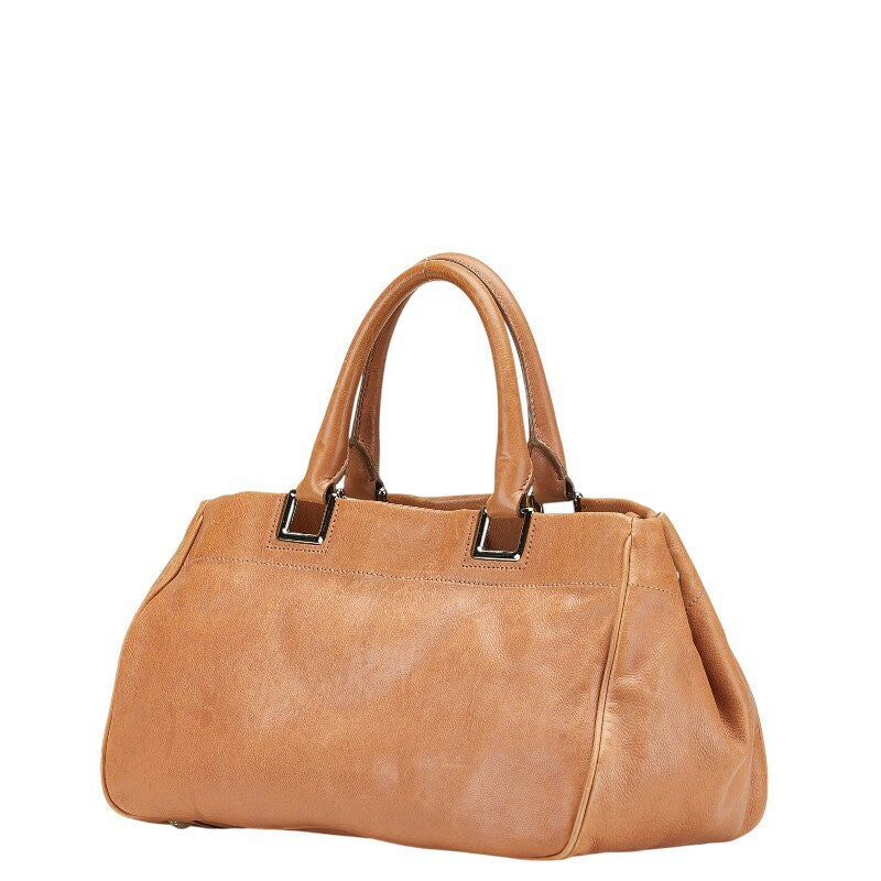 PRADA Hand Bag Tote Purse Leather Pink Beige Authentic