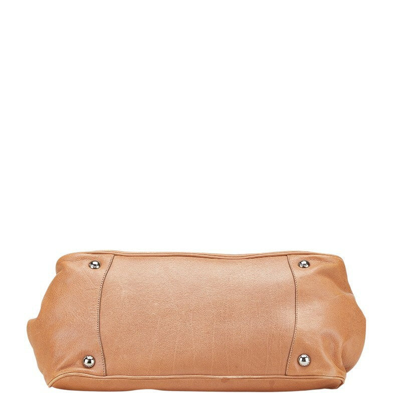 PRADA Hand Bag Tote Purse Leather Pink Beige Authentic