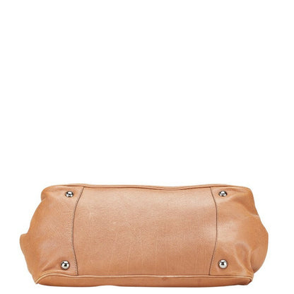 PRADA Hand Bag Tote Purse Leather Pink Beige Authentic