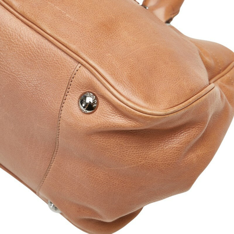 PRADA Hand Bag Tote Purse Leather Pink Beige Authentic