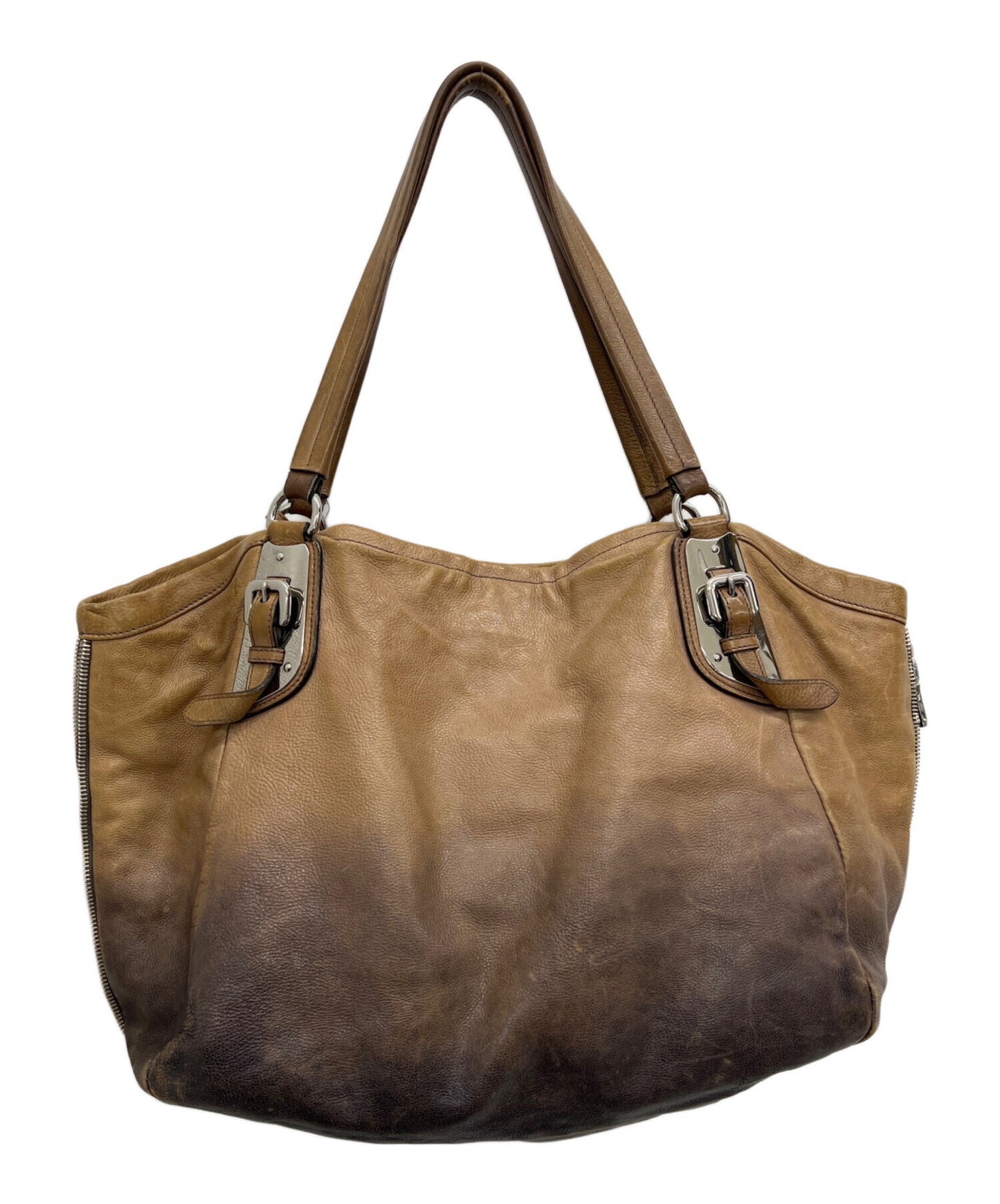 PRADA Hand Bag Tote Purse Brown Authentic