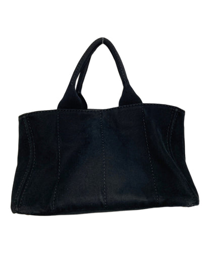 PRADA Hand Bag Tote Purse Canapa Black Authentic