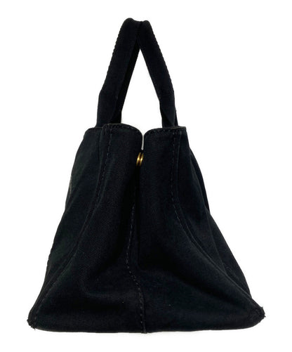 PRADA Hand Bag Tote Purse Canapa Black Authentic