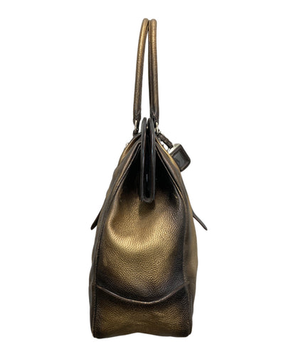 PRADA Hand Bag Tote Purse Gradation Gold Authentic