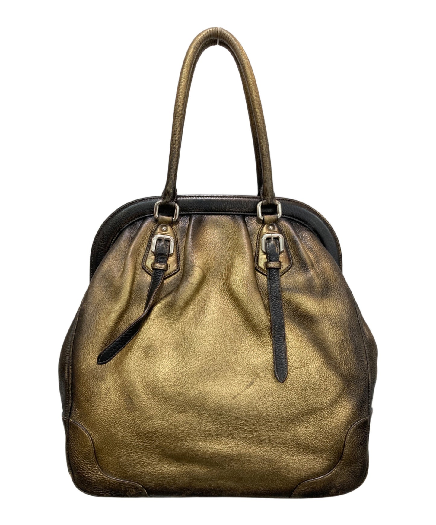 PRADA Hand Bag Tote Purse Gradation Gold Authentic