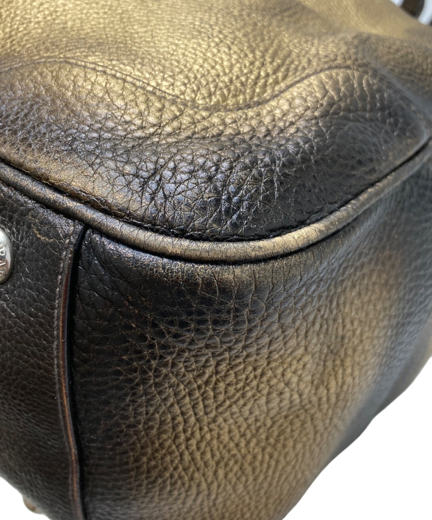 PRADA Hand Bag Tote Purse Gradation Gold Authentic