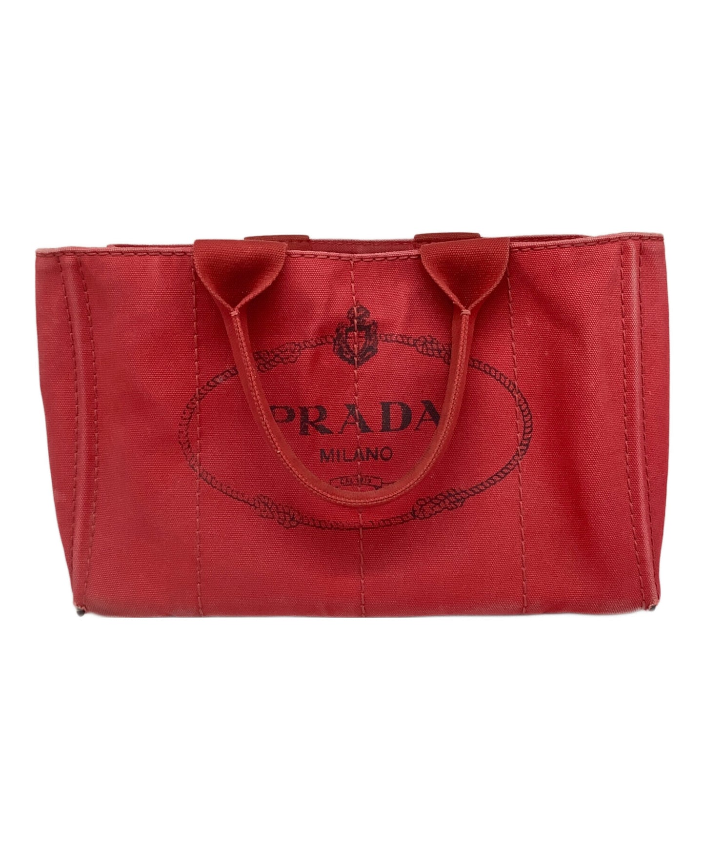 PRADA Hand Bag Tote Purse Canapa Red Authentic