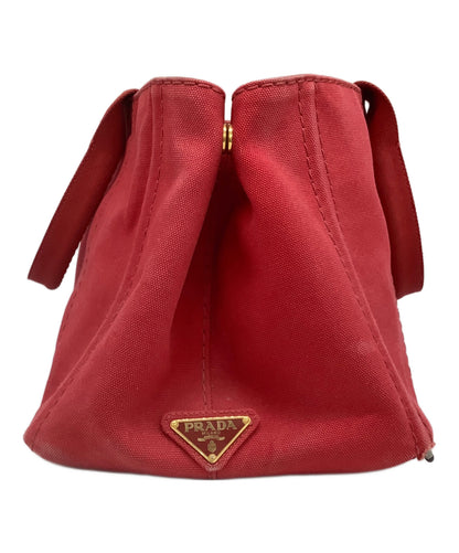 PRADA Hand Bag Tote Purse Canapa Red Authentic