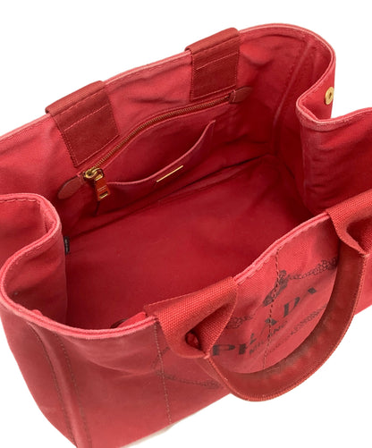 PRADA Hand Bag Tote Purse Canapa Red Authentic