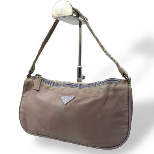 PRADA Accessory Pouch Hand Bag Tote Purse Logo Nylon Purple Authentic