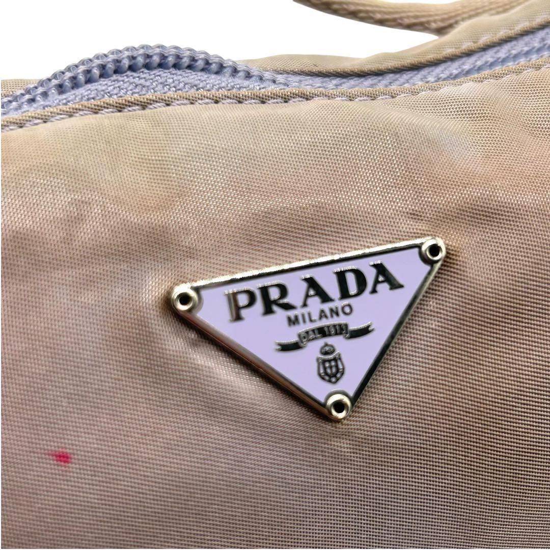 PRADA Accessory Pouch Hand Bag Tote Purse Logo Nylon Purple Authentic