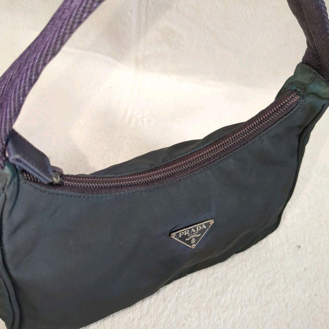 PRADA Accessory Pouch Shoulder Bag Purse Logo Nylon Khaki Authentic