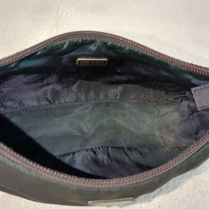 PRADA Accessory Pouch Shoulder Bag Purse Logo Nylon Khaki Authentic
