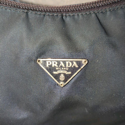 PRADA Accessory Pouch Shoulder Bag Purse Logo Nylon Khaki Authentic