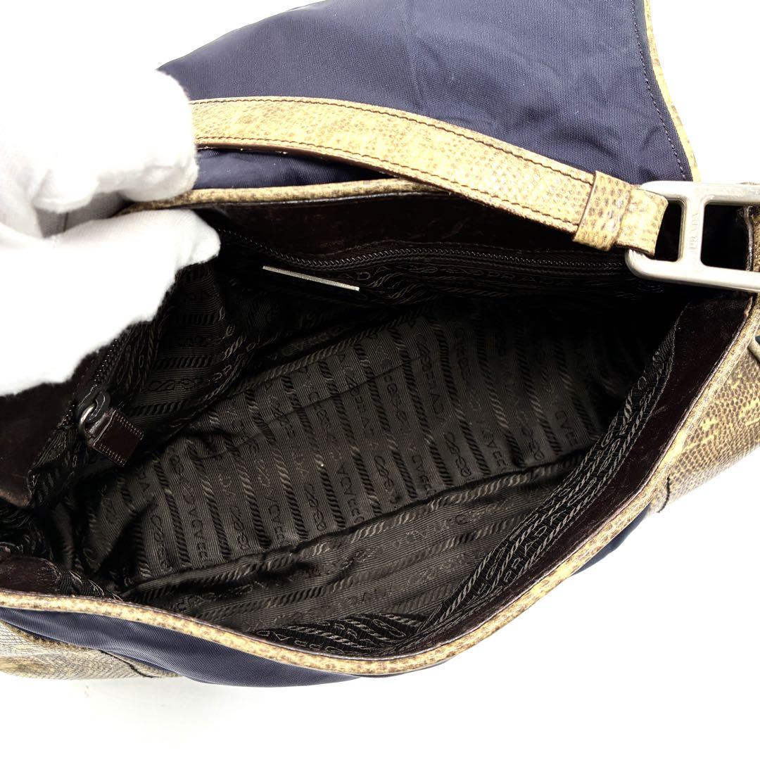 PRADA Shoulder Bag Purse Logo Navy Authentic