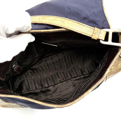 PRADA Shoulder Bag Purse Logo Navy Authentic