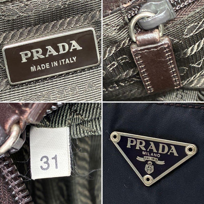 PRADA Shoulder Bag Purse Logo Navy Authentic