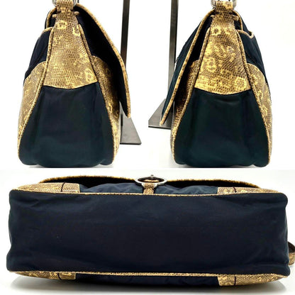 PRADA Shoulder Bag Purse Logo Navy Authentic