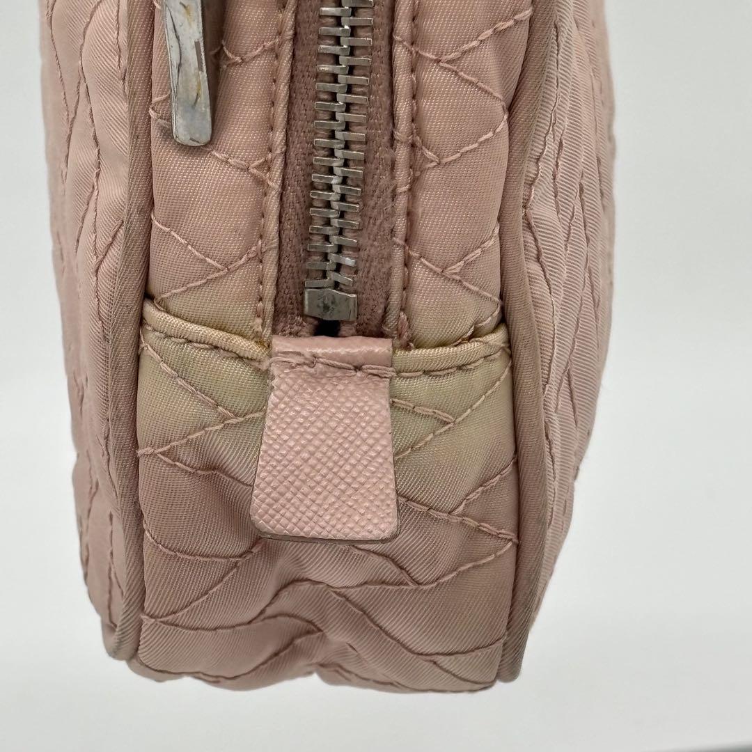 PRADA Shoulder Bag Purse Quilting Nylon Pink Authentic