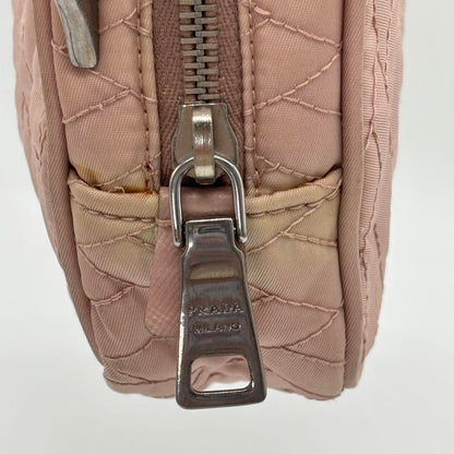 PRADA Shoulder Bag Purse Quilting Nylon Pink Authentic