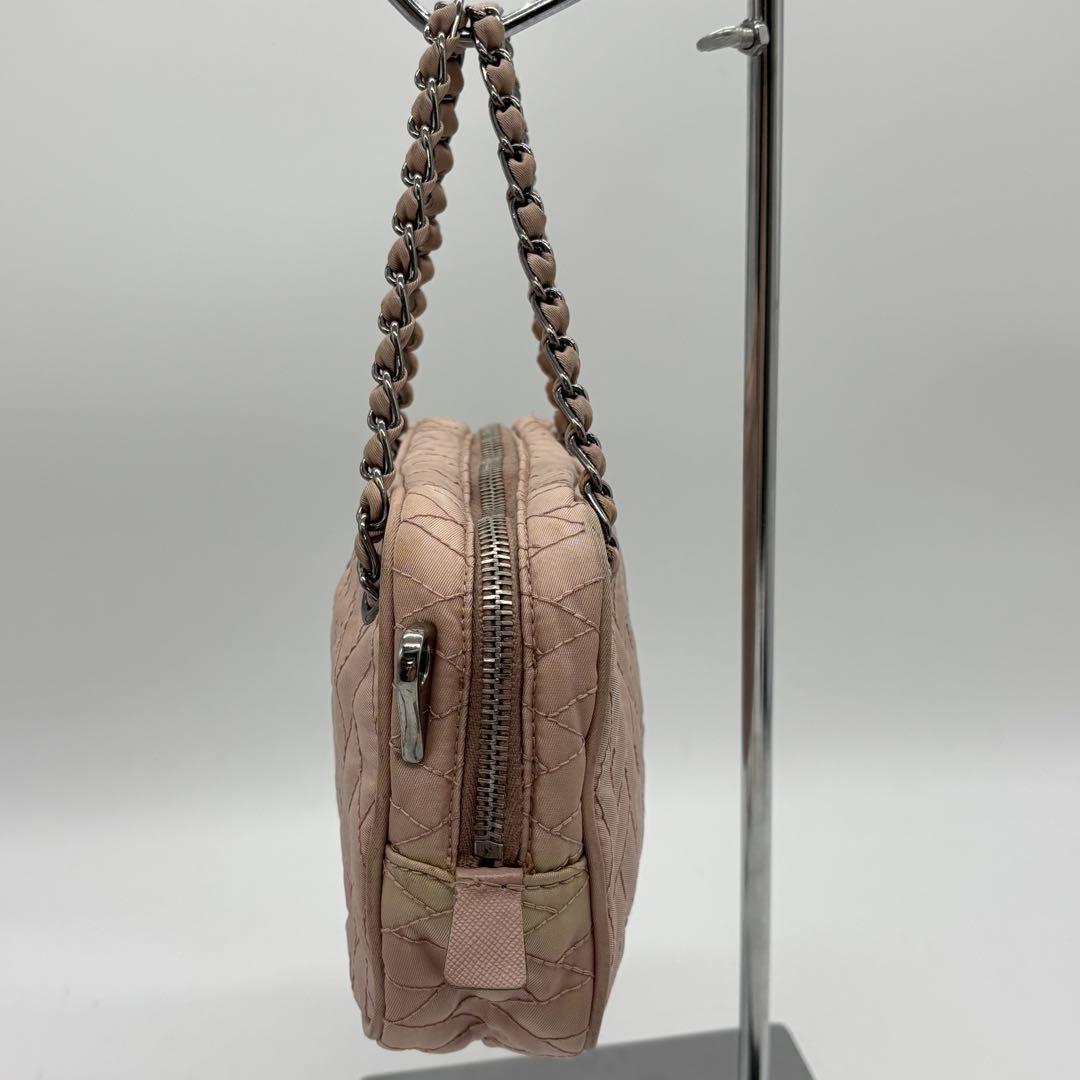 PRADA Shoulder Bag Purse Quilting Nylon Pink Authentic