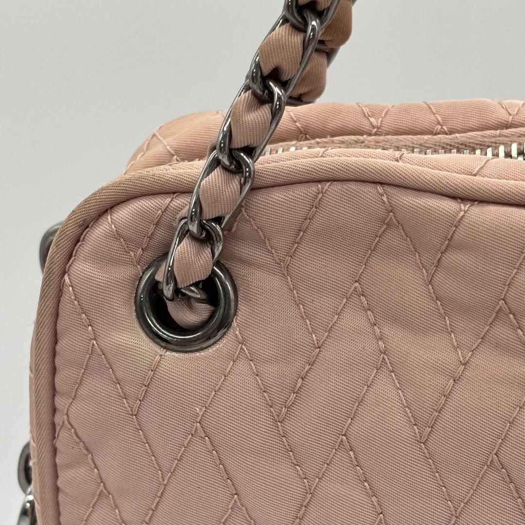 PRADA Shoulder Bag Purse Quilting Nylon Pink Authentic