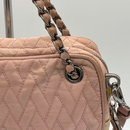 PRADA Shoulder Bag Purse Quilting Nylon Pink Authentic