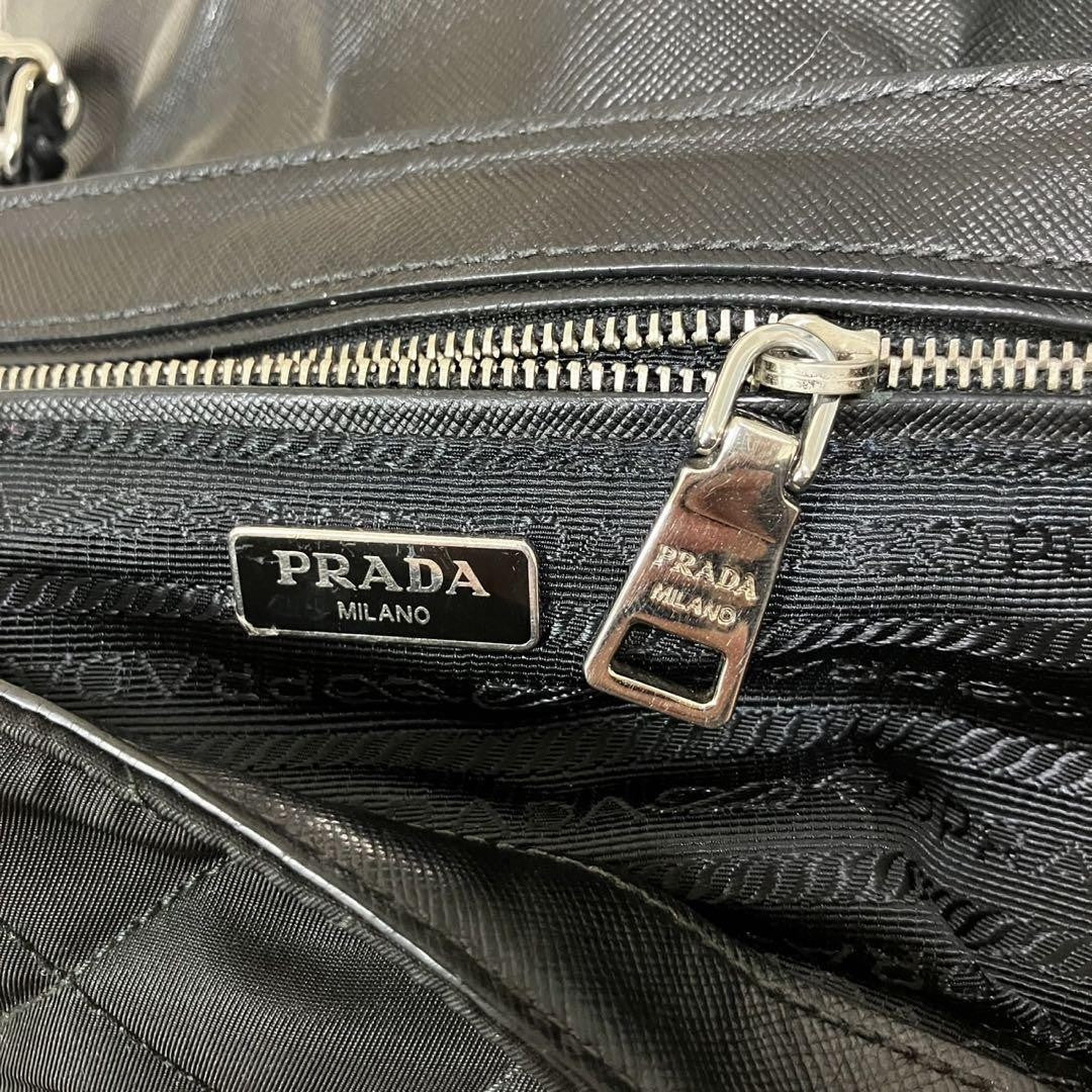 PRADA Shoulder Bag Purse 2way Quilting Chain Nylon Black Authentic