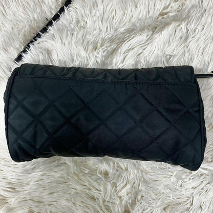 PRADA Shoulder Bag Purse 2way Quilting Chain Nylon Black Authentic