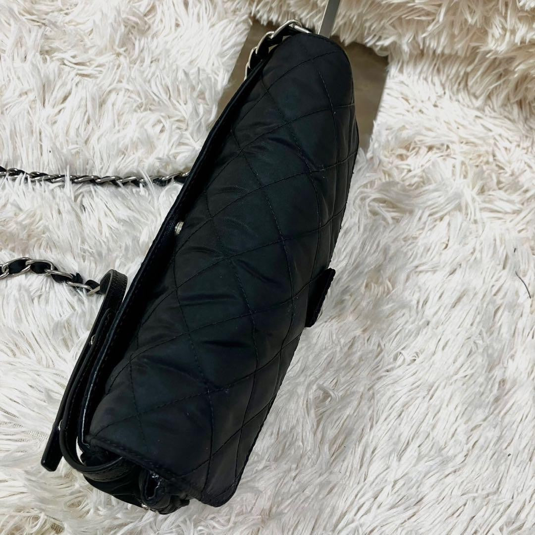 PRADA Shoulder Bag Purse 2way Quilting Chain Nylon Black Authentic