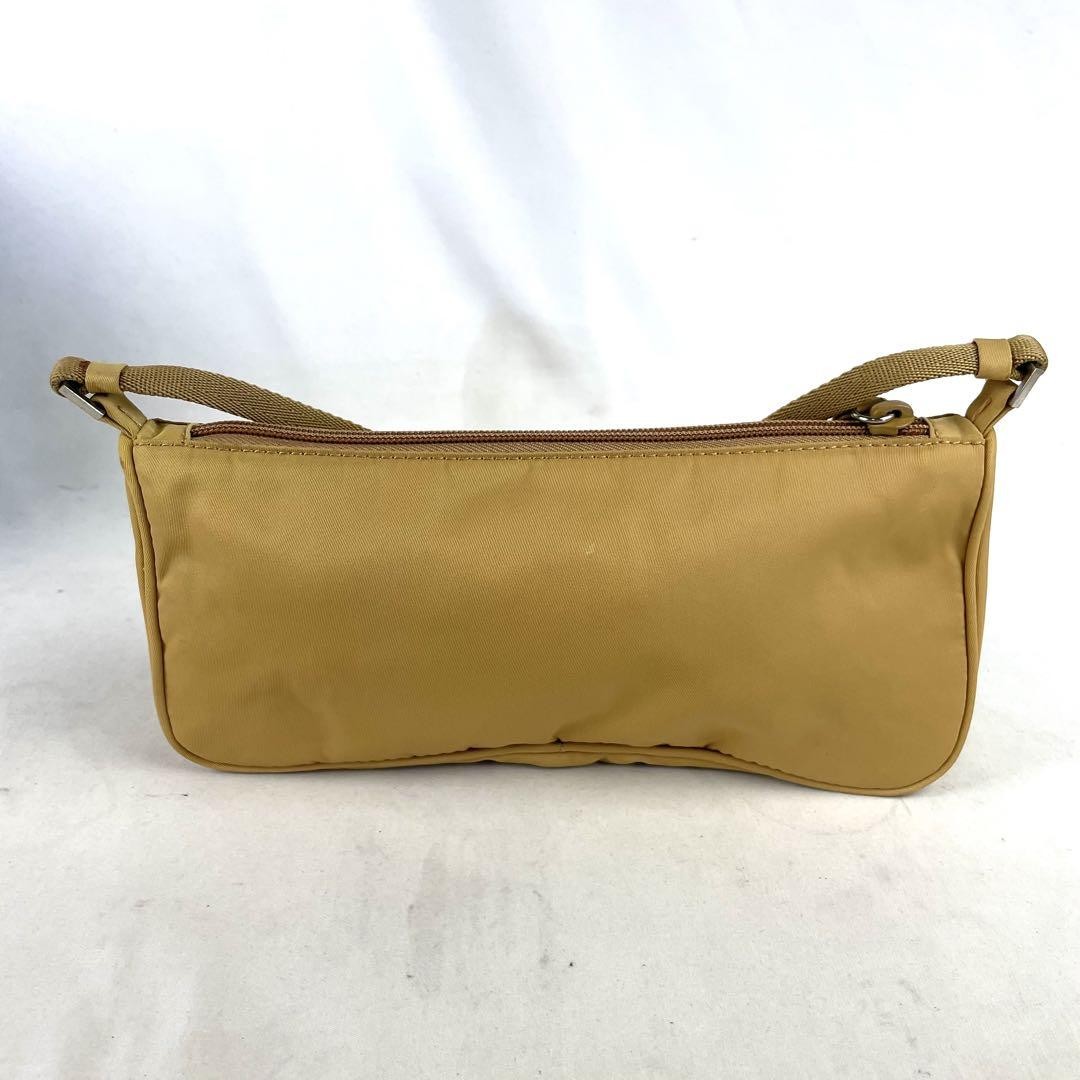 PRADA Accessory Pouch Hand Pouch Logo Nylon Beige Authentic