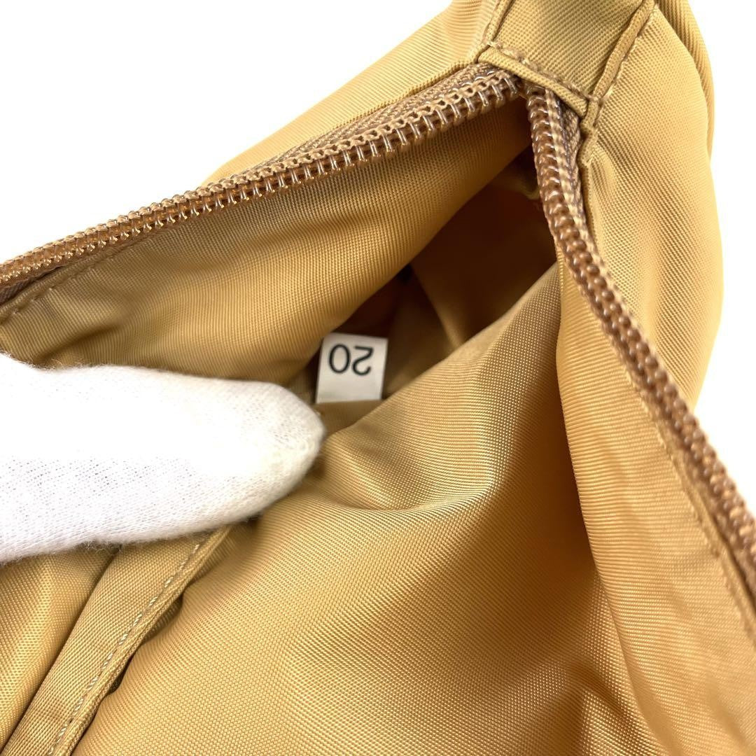 PRADA Accessory Pouch Hand Pouch Logo Nylon Beige Authentic