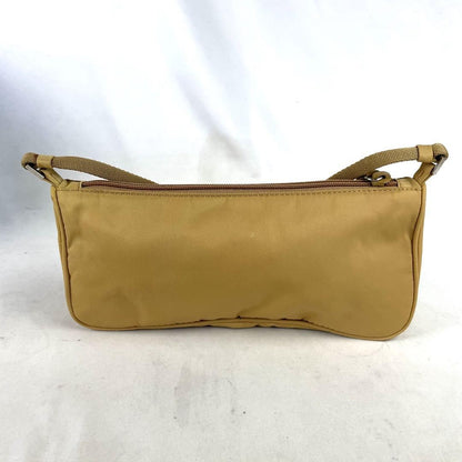 PRADA Accessory Pouch Hand Pouch Logo Nylon Beige Authentic