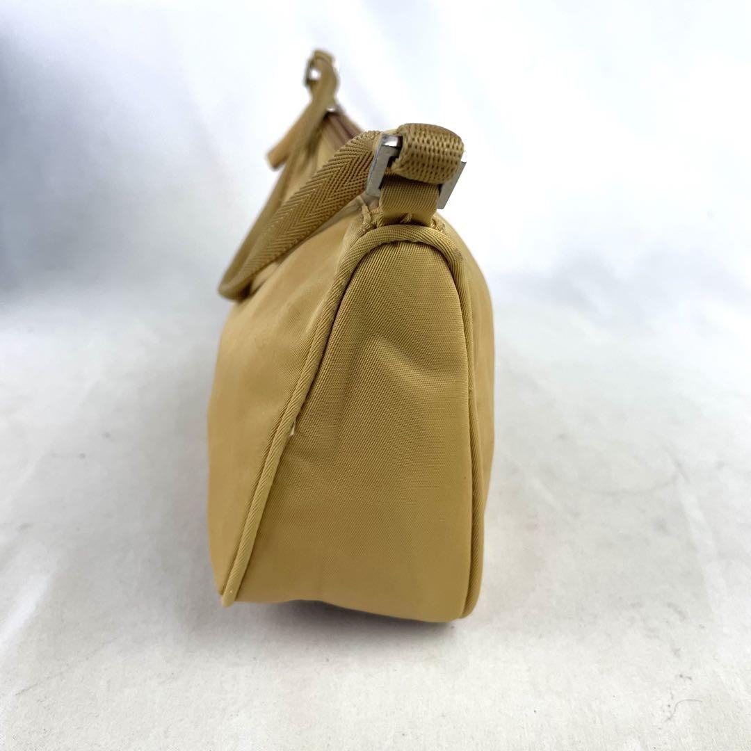 PRADA Accessory Pouch Hand Pouch Logo Nylon Beige Authentic