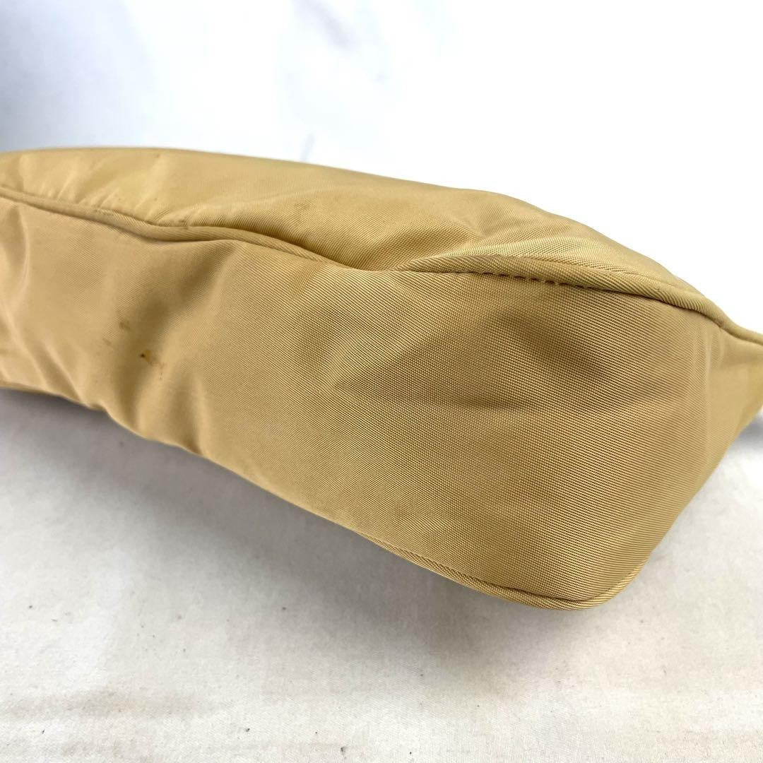 PRADA Accessory Pouch Hand Pouch Logo Nylon Beige Authentic