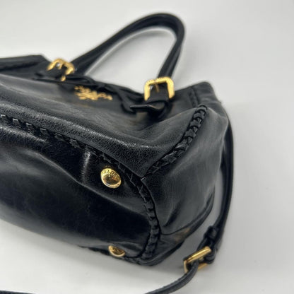 PRADA Hand Shoulder Bag Tote Purse 2way Ribbon Black Authentic