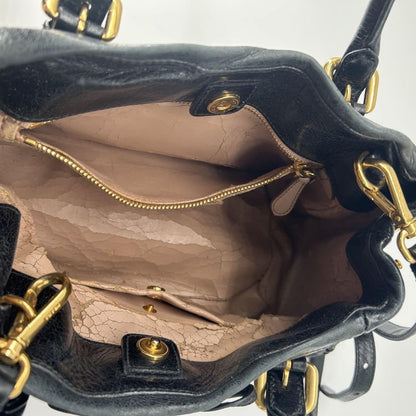 PRADA Hand Shoulder Bag Tote Purse 2way Ribbon Black Authentic