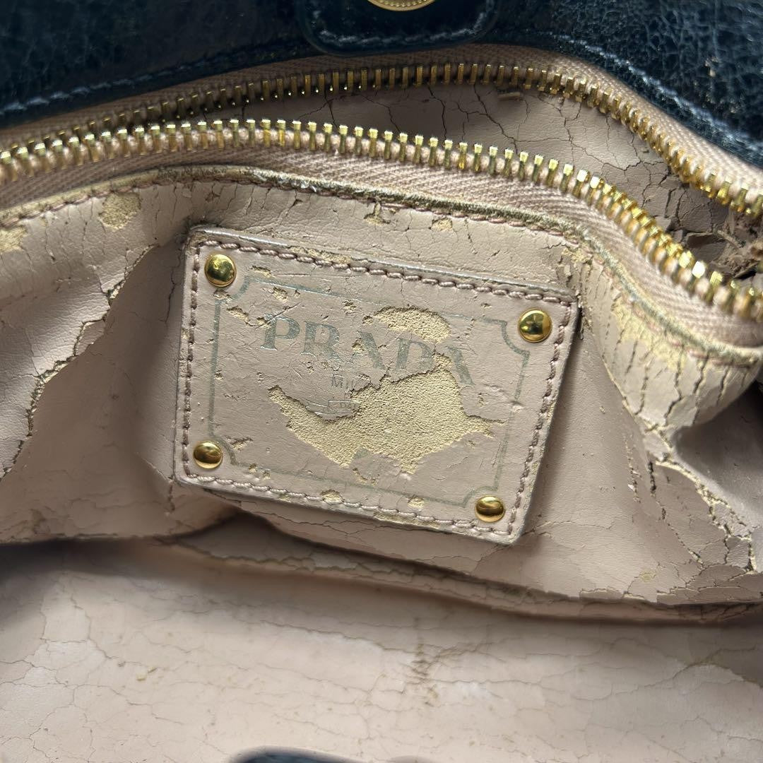 PRADA Hand Shoulder Bag Tote Purse 2way Ribbon Black Authentic