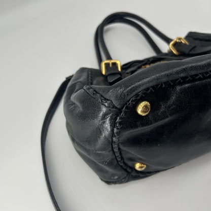 PRADA Hand Shoulder Bag Tote Purse 2way Ribbon Black Authentic