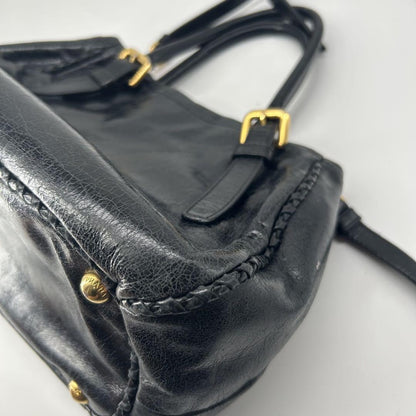 PRADA Hand Shoulder Bag Tote Purse 2way Ribbon Black Authentic