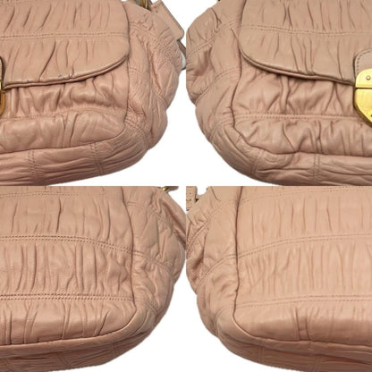 PRADA Hand Bag Tote Purse DRESSY GAUFRE Leather Pink Beige Authentic