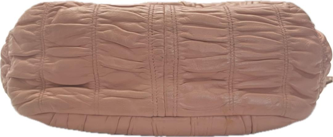 PRADA Hand Bag Tote Purse DRESSY GAUFRE Leather Pink Beige Authentic