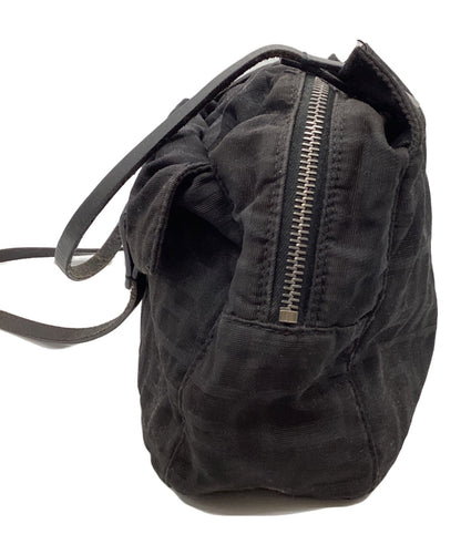 FENDI Shoulder Bag Purse FF Zucca Black Authentic