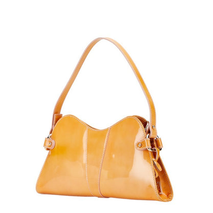 FENDI Hand Shoulder Bag Tote Purse Patent Leather Orange Authentic