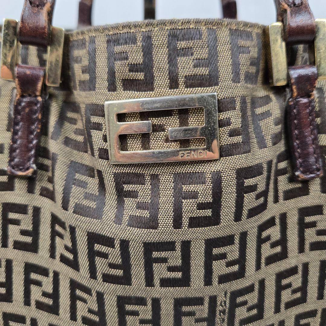 FENDI Hand Bag Tote Purse FF Zucchino Authentic